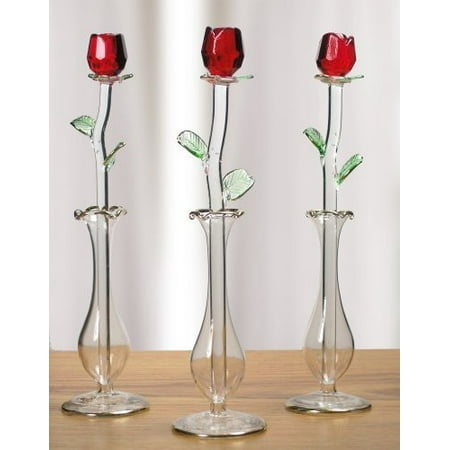 Glasses Roses - Red Rose in Glass Vase - Crystal Rose That Will Last Forever - Gift Boxed - I Love You - Valentine's Day - Mom - Wife - Girlfriend~3