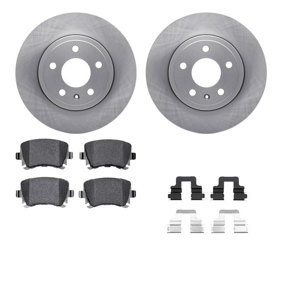 Dynamic Friction Company Rear Brake Rotors with 5000 Advanced Brake Pads includes Hardware 6512-73262