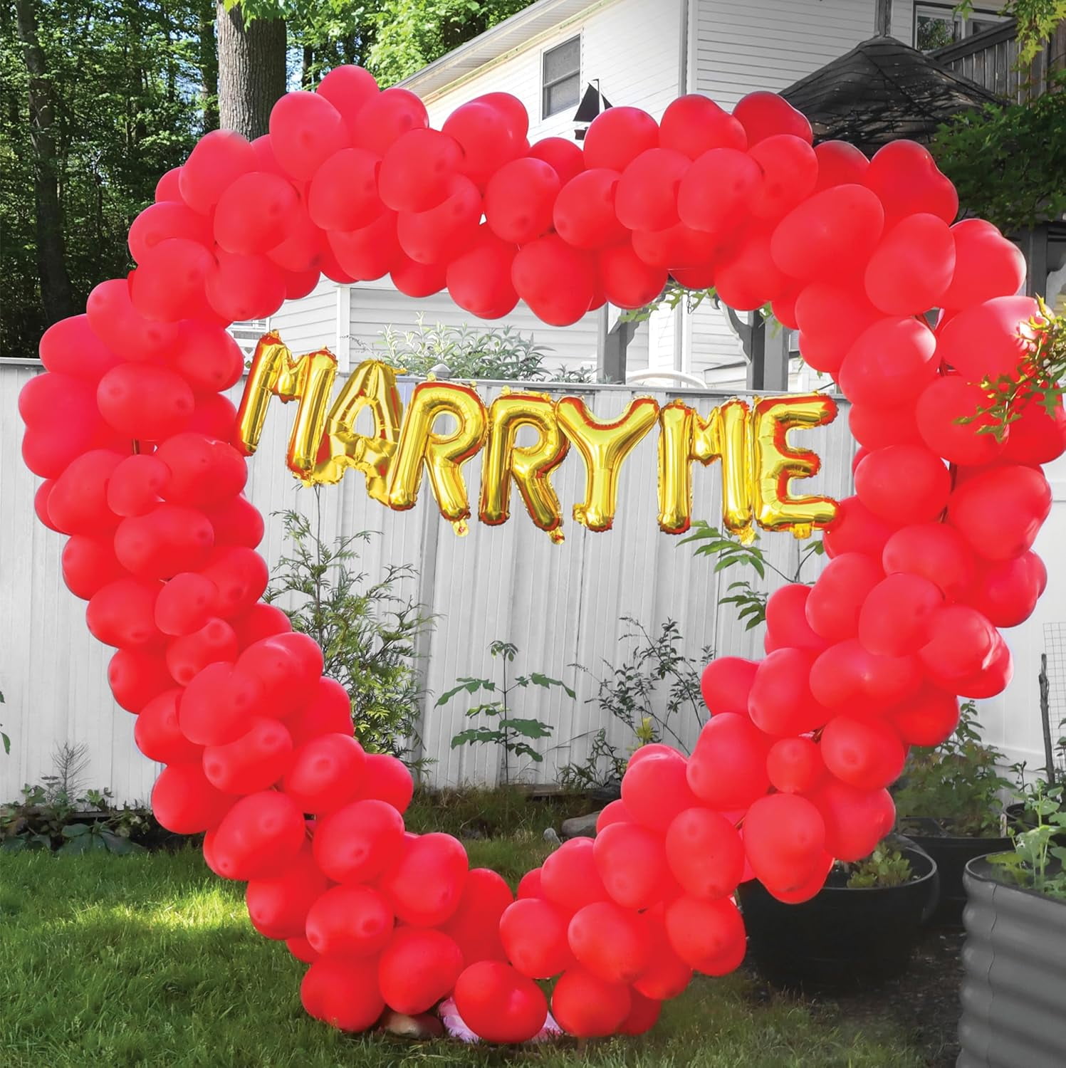 Upper Midland Products Romantic Balloon Arch Sign Marry Me Proposal Decorations & Engagement Party Decorations