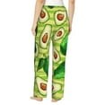 thumbnail image 3 of Xecao Avocado Green Striped Women's Straight Lounge Pajama Pants: The Epitome of Relaxed Sleepwear, 3 of 9