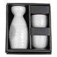 thumbnail image 3 of Kagetsu Sake Set 5 fl oz Tokkuri Bottle with Two 1.5 fl oz Sake Ochoko Cups Reactive Glaze White Porcelain, 3 of 4