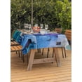 thumbnail image 3 of Outdoor Tablecloth with Umbrella Hole for Patio/Picnic/Party/Camping, Abstract Blue Waterproof Table Cloth Rectangle Table Cover Washable, Painting Buildings Geometric Modern Art (60"x 120"), 3 of 8