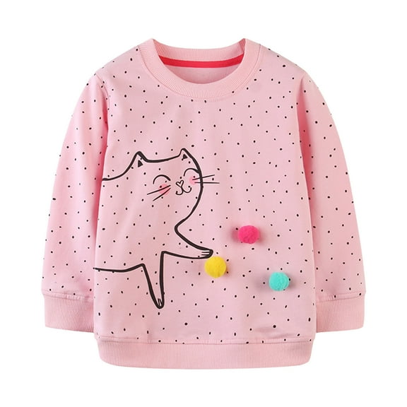 Utoimkio Toddler Girls Cotton Crewneck Sweatshirts Long Sleeve Shirts Cute Print Pullover Sweatshirts Tee Tops Little Girls Fall Winter Clothes for Kids 2-6 Years