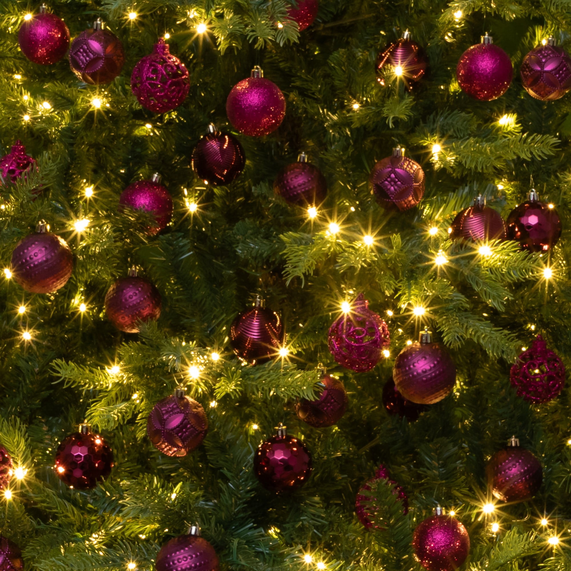 37-pc Fuchsia Shatterproof Christmas Ornaments