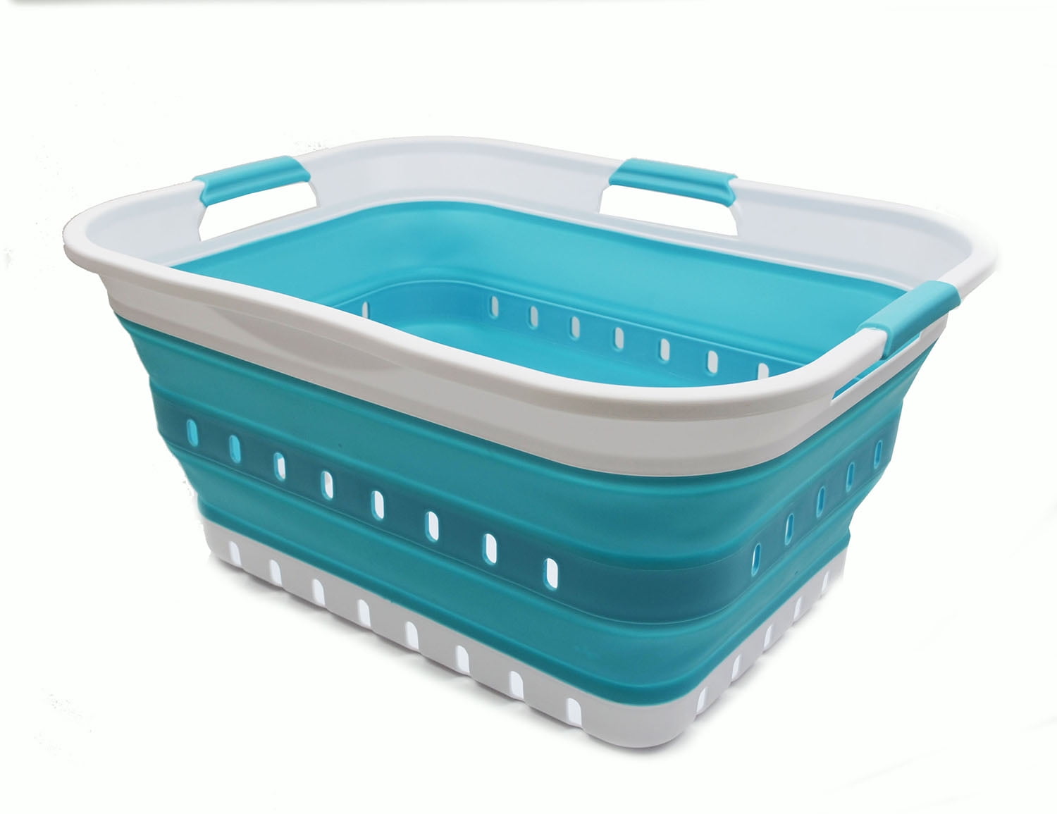 SAMMART Collapsible Plastic Laundry Basket - Foldable Pop Up Storage Container/Organizer - Portable Washing Tub - Space Saving Hamper/Basket