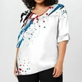 thumbnail image 4 of Plus Size Women's Ruffled Three-Quarter Sleeve V-Neck T-Shirt - Patriotic Print Casual Top for Summer, Date Nights & 4th of July Events ,White 2XL, 4 of 5