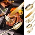 thumbnail image 3 of Stainless Steel Cutlery Set, Flatware Tableware Sets Flower Print Knife Fork Spoon for Home Hotel Restaurant Party, 3 of 7