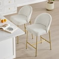 thumbnail image 2 of Spruce & Spring Modern Counter Bar Stool with Metal Arc Backrest and Upholstered Seat Set of 2, Cream with Bronze Legs, 2 of 16