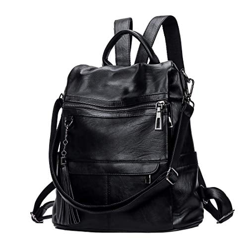 Women Anti-Theft Backpack Purse Convertible PU Leather Ladies Tassels Rucksack School Shoulder Bag UTO 
