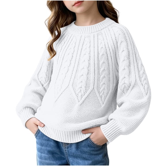 StSilkitty Boys Girls Pullover Sweaters Long Sleeve Crewneck Cable Knit Sweater Tops Fall Winter Warm Clothes Size 6-12