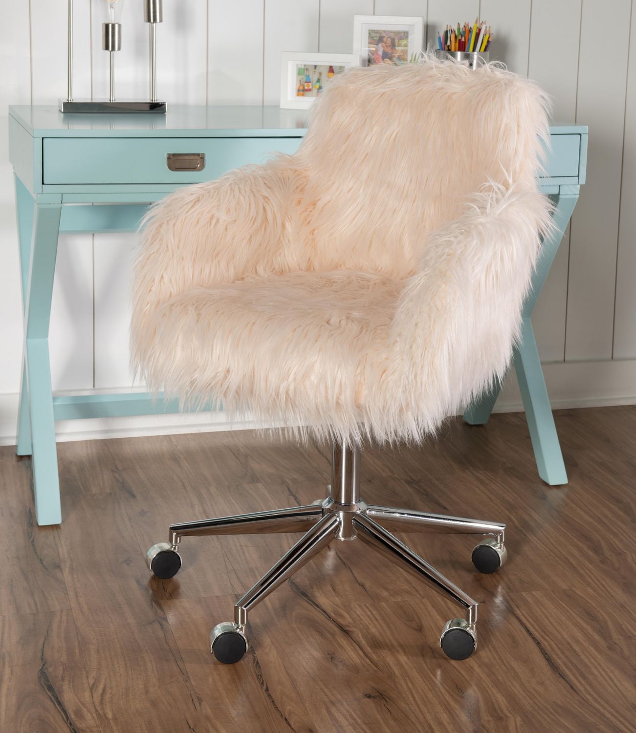 Niles Faux Fur Chair with Gold Metal Base