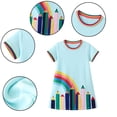 thumbnail image 4 of WOLLED Toddler Baby Girls Short Sleeve Dresses Kids Summer Casual Cotton Dress 2-8Y Cartoon A-Line Princess Shirt Skirt, 4 of 10