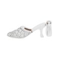 thumbnail image 4 of 14k Gold White Rhodium, High Heel Shoe Pendant Charm Created CZ 5.5mm with 16" Dainty Neck Chain, 4 of 8