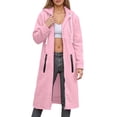 thumbnail image 2 of Resicozy Long Hoodies for Women Zip Up Oversized Long Sleeve Sweatshirt Winter Hoodie Dress with Pocket Pink S, 2 of 6