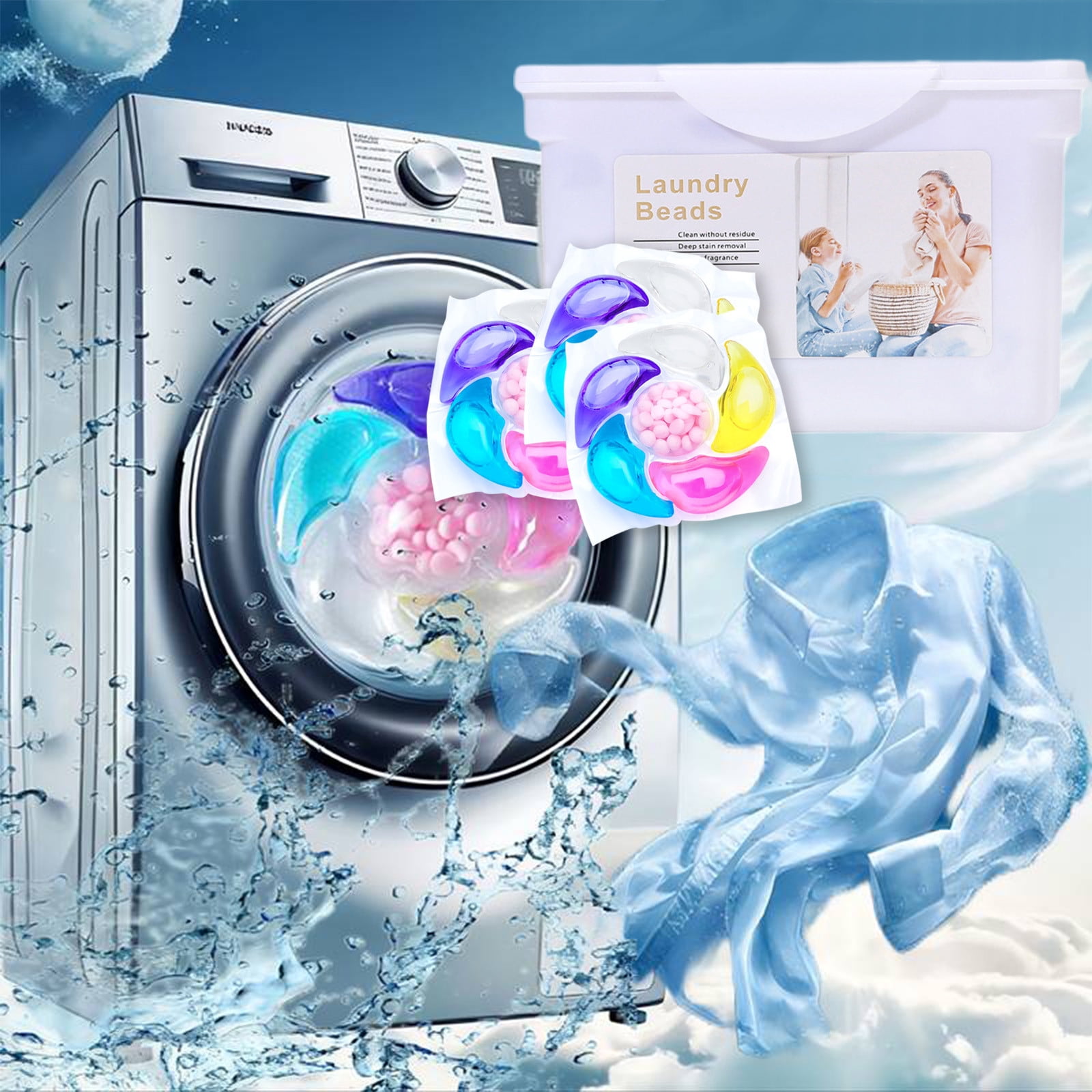 50-Count Laundry Detergent Pods - Stain Remover Color Safe Pacs Long Lasting Fragrance Quick Dissolve HE Washer Pod Value Pack(50pc)
