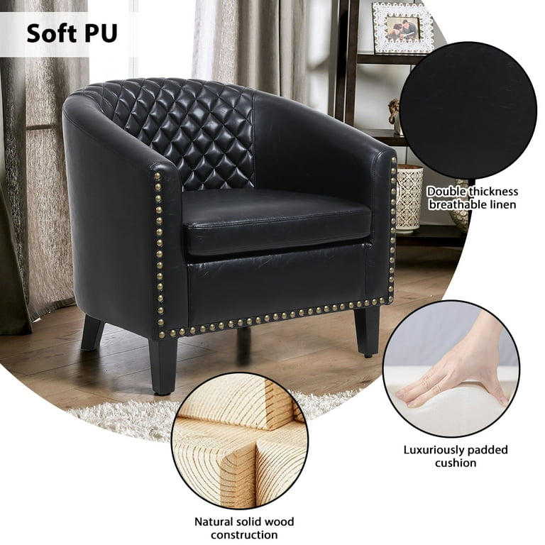 Black leather comfy chair deals