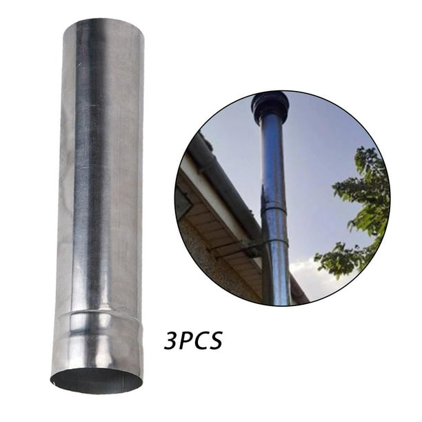 Tubos de Extensión de Conducto Soledad Tubo de Chimenea Acero Inoxidable 3 uds 6x30cm