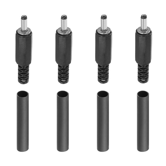 Uxcell 3.5x1.35mm DC Male Plug, 4 Pack DIY DC Barrel Connector with Heat Shrink Tube