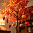 thumbnail image 6 of 18 Pcs Fall Ornaments for Tree, Wooden Maple Leaf Harvest Decor，Fall Christmas Tree Decorations, Autumn Party Thanksgiving Holiday Wall Decor,B, 6 of 7