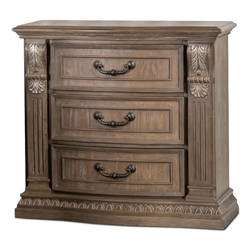 Furniture of America Anatole Modern 3-Drawer Nightstand, Weathered Oak
