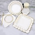 thumbnail image 4 of Vajilla desechable blanca, platos de papel dorados para fiesta, vasos con pajitas para niños, fiesta de 1er cumpleaños, Baby Shower, suministros de decoración para fiesta de boda, 4 of 4