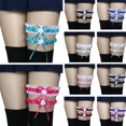 thumbnail image 7 of Yesbay 2Pcs/Set Women Bowknot Lace Garter Bridal Leg Garter Wedding Cosplay Decor,Milk White, 7 of 7