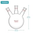 thumbnail image 2 of StonyLab 1L Round Bottom Flask, 3 Neck, 24/40 Outer Joint, Heat-Resistant Borosilicate Glass, Laboratory Lab Supply, 2 of 8