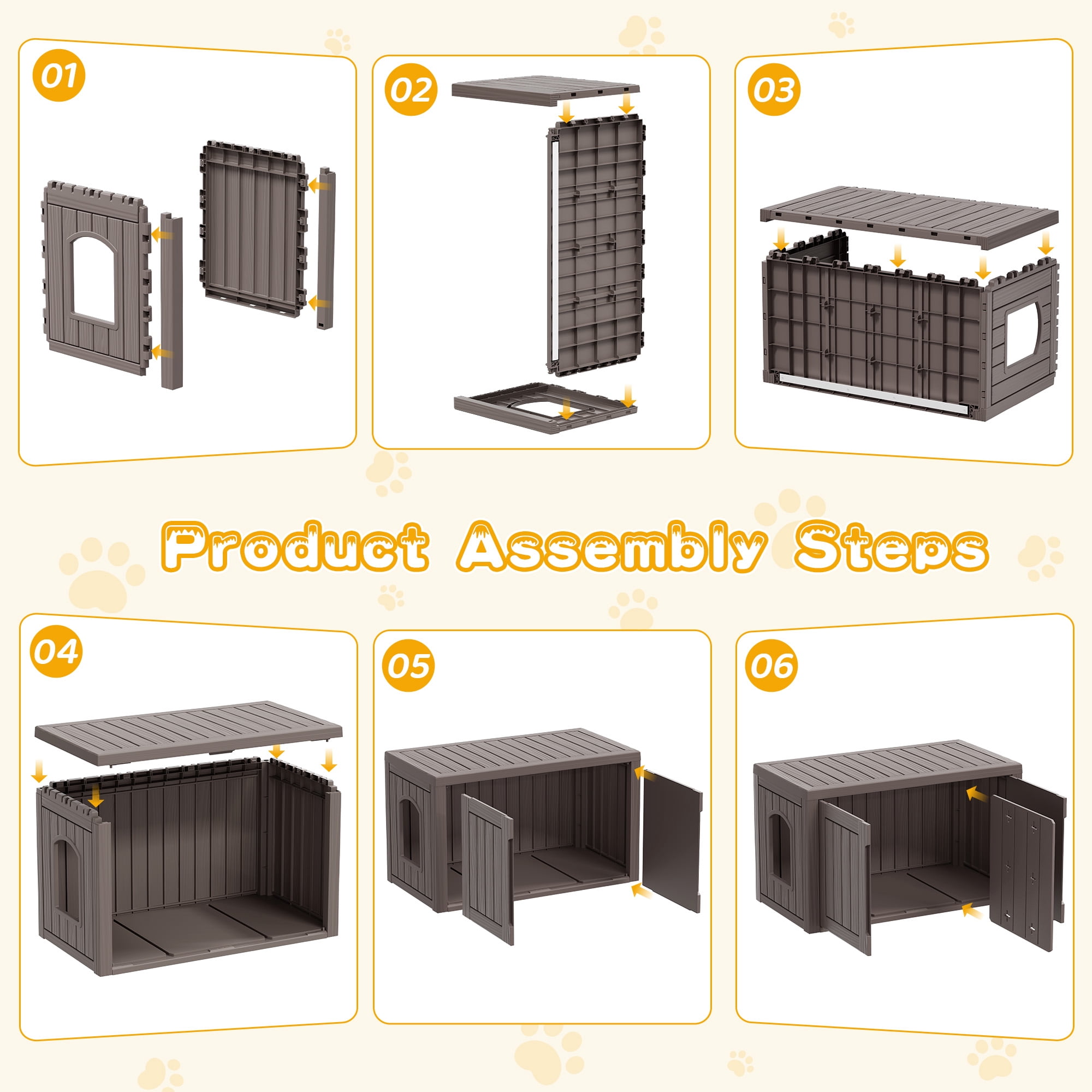Bifanuo Outdoor Cat House, Waterproof Resin Cat House, Multi-Functional Cat Shelter, Assemble Easily for Home & Yard, Gray