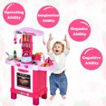 thumbnail image 4 of HOMCOM  Kids Kitchen Play Set Children Chef Play Game Toy Cook Bake Boil w/ 33Pc Toy Accessories, Light, Sound - Pink, 4 of 10