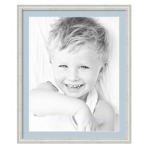 ArtToFrames 26x32" Matted Picture Frame with 22x28" Single Mat Photo Opening Framed in 1.25" Off White Wash on Ash and 2" Baby Blue Mat (FWM-4098-26x32)