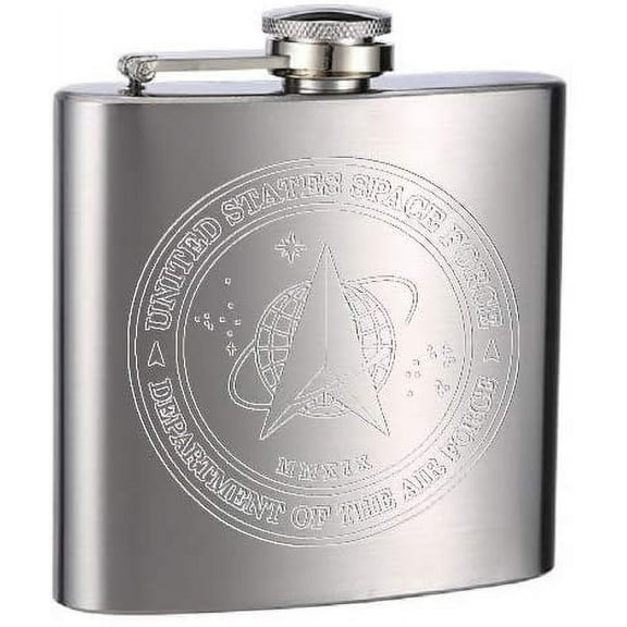 Hip Flask Holding 6 oz - Glitter Paint Space Force Design - Pocket Size