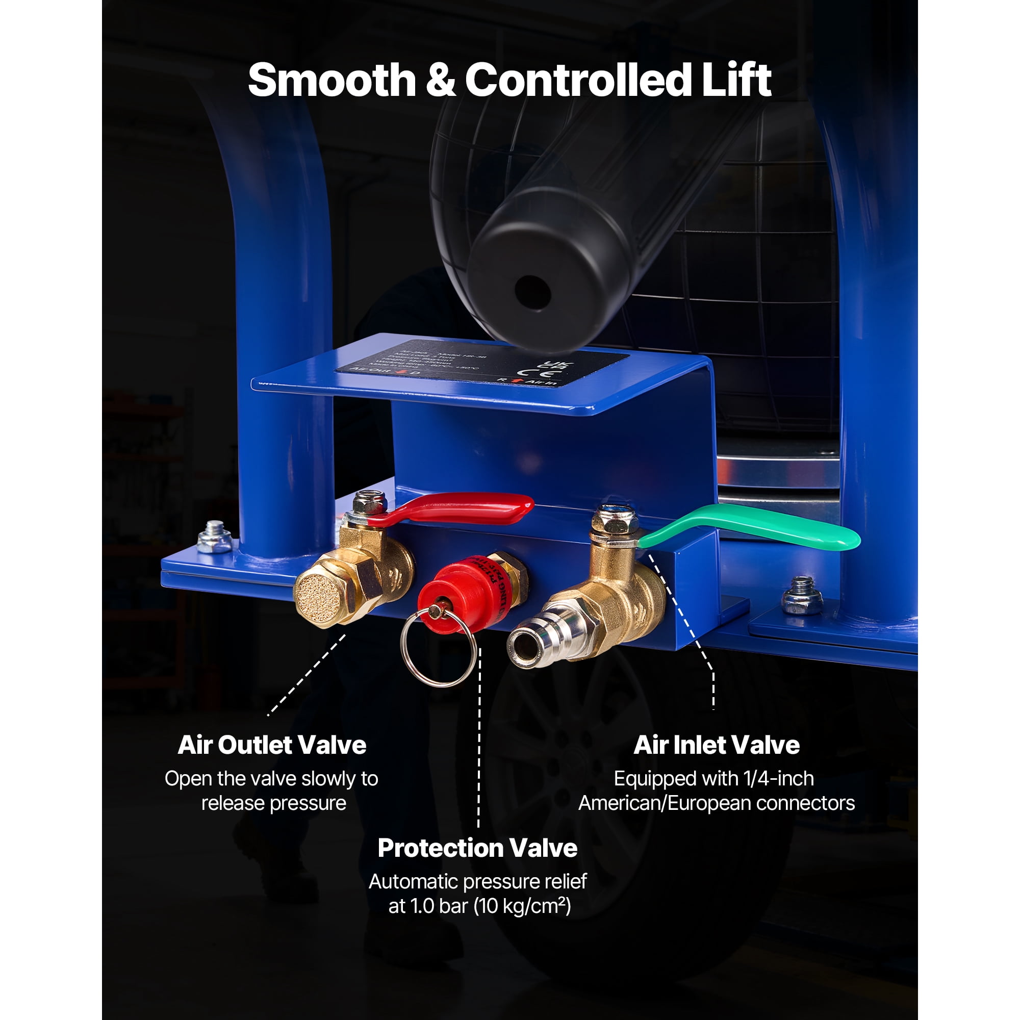 KFFKFF 3 Ton Air Jack, Triple Bag Pneumatic Lifting Tool, Supports Up to 6613 lbs, Lifts to 17.7 inches, Fast Operation in 1-6 Seconds, Compact Handles for Vehicle Repairs and Garage Use
