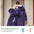 thumbnail image 7 of Cozy Comfort Ovesized Wearable Blanket Hoodie Side Split and Belt, Long Sherpa Fleece Blanket Sweatshirt with Warm Big Hood, Purple, 7 of 7