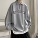 thumbnail image 2 of Sudadera estilo pijo con estampado de letras de buena suerte para hombre, estilo informal, con cuello vuelto, estilo urbano Y2K, 2 of 5