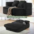 thumbnail image 2 of CAPCAEK 75" Convertible Sofa Bed, Chenille Floor Couch with Blanket and 4 Pillows for Living Room, Black, 2 of 7