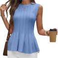 thumbnail image 5 of Sleeveless Knit Tops Slim Fit Ribbed Peplum Sweater Vest, 5 of 7