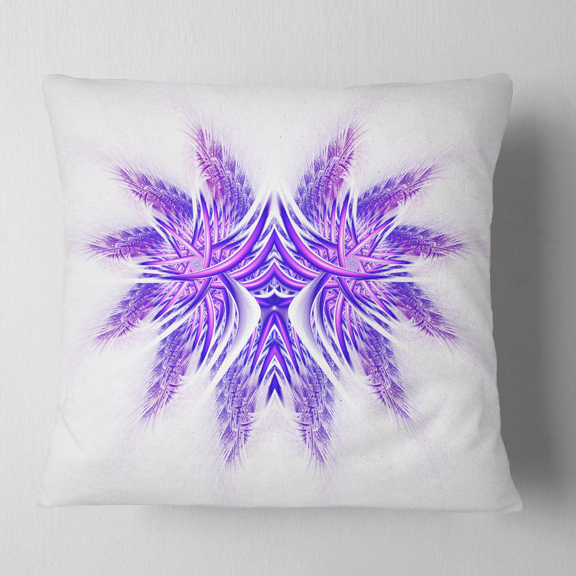 Designart Bright Purple Unique Fractal Flower - Abstract Throw Pillow - 16x16