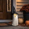 thumbnail image 5 of MMJ Ghost Decor Lighted Ghost Witch Hat Blow Mold Statue with LED Lights, Freestanding Decor for Porch Yard Halloween decorations, 5 of 7