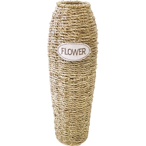Jiibva Rattan Woven Flower Vase, Rustic Flower Arrangement Containers Large Floor Vase Decorative Imitation Wicker Floor Vase Tall Floor Vase for Home Balcony Garden Decor