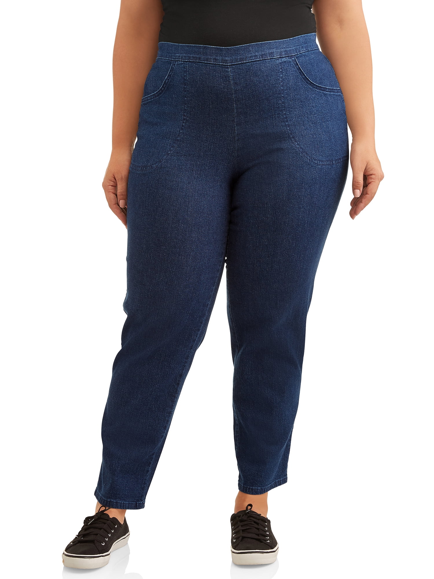 Just My Size Womens Plus Size Pull On Elastic Waist Cropped Pants with  Snap Hem Detail  Walmartcom