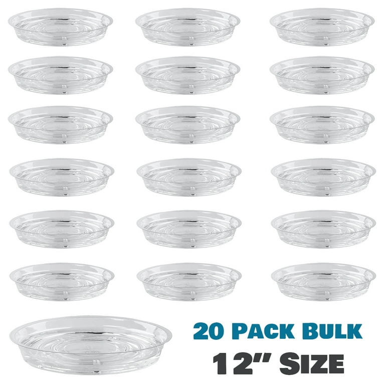 20 Pack 12 Inches Clear Plastic Plant Saucer Drip Trays Large Plant Plate  Dish for Indoor Flower Pots and Planters in Bulk