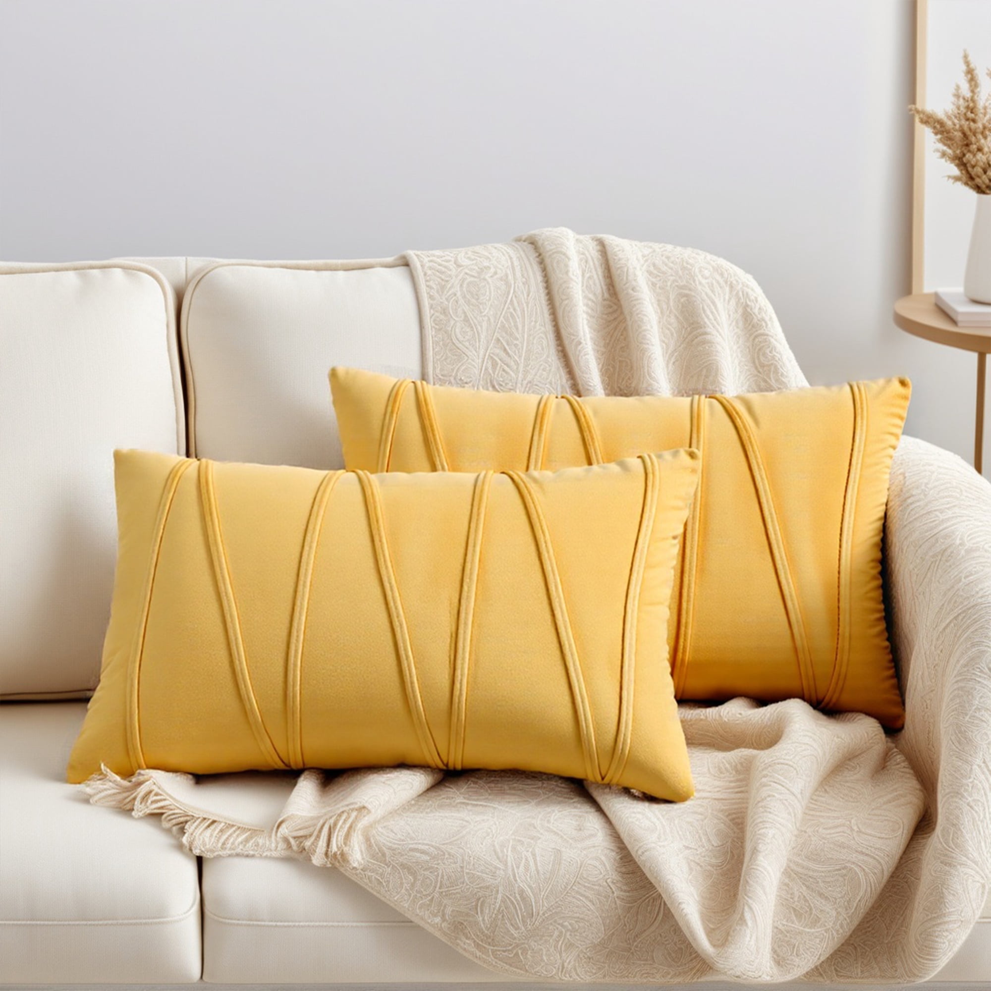 Unique Bargains Velvet Throw Pillow Covers Set of 2 Square Cushion Grey 12" x 20"