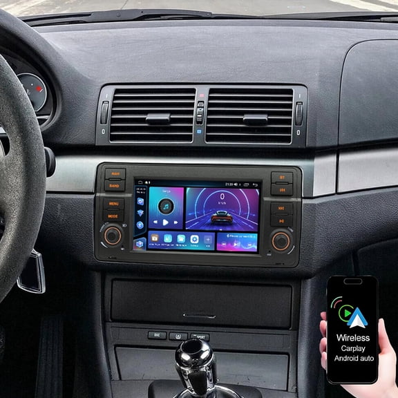 Dexico Android 13 Car Radio for BMW E46 1998-2006, 7inch IPS Touch Screen Stereo with Wireless Carplay Android Auto Bluetooth FM/RDS GPS WiFi SWC Camera