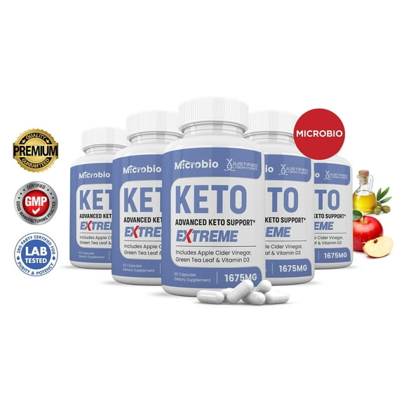 (5 Pack) Microbio Keto ACV Extreme Pills 1675mg Alternative to Gummies Dietary Supplement 300 Capsules