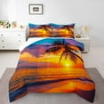 thumbnail image 2 of Erosebridal Romantic Beach Sunset Bedding Sets with Comforter, Coastal Palm Tree Duvet Insert, Ocean Room Decorative Breathable 2pcs, 2 of 6