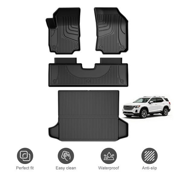 Floor Mats & Cargo Liners Fit for 2018-2024 GMC Terrain/Chevy Equinox (Not for EV) Custom Fit TPE All Weather Car Accessories 1st&2nd&Trunk Mat Full Set Floor Liner