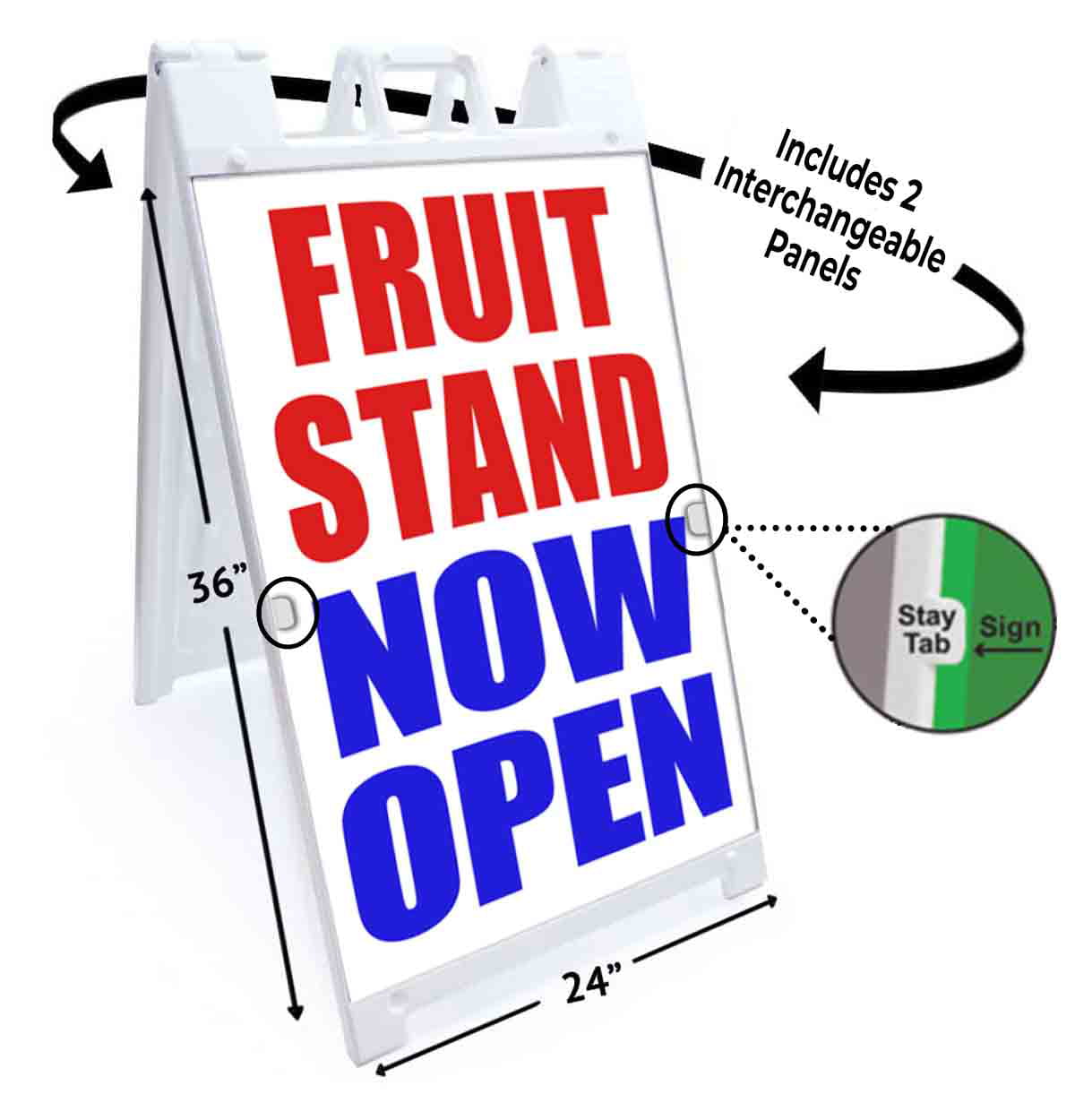 Signicade A-Frame Fruit Cup Sign with Graphics On Each Side Heavy Duty 24 X 36 Print Size 