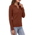 thumbnail image 3 of Sundazz Womens Cable Knit Sweaters Long Sleeve V Neck Pullover Fall Winter Sweater Tops Casual Polo Shirts, 3 of 9