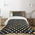 thumbnail image 3 of Ambesonne Owls Quilted Bedspread Set 2 Pcs, Funny Confused Serious, Twin Size, Black Multicolor, 3 of 6