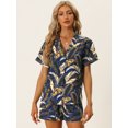 thumbnail image 3 of Conjunto de Camisa y Pantalones Cortos Hawaianos Allegra K 2023 Summer Beach Trip Button Down Azul Marino M, 3 of 4